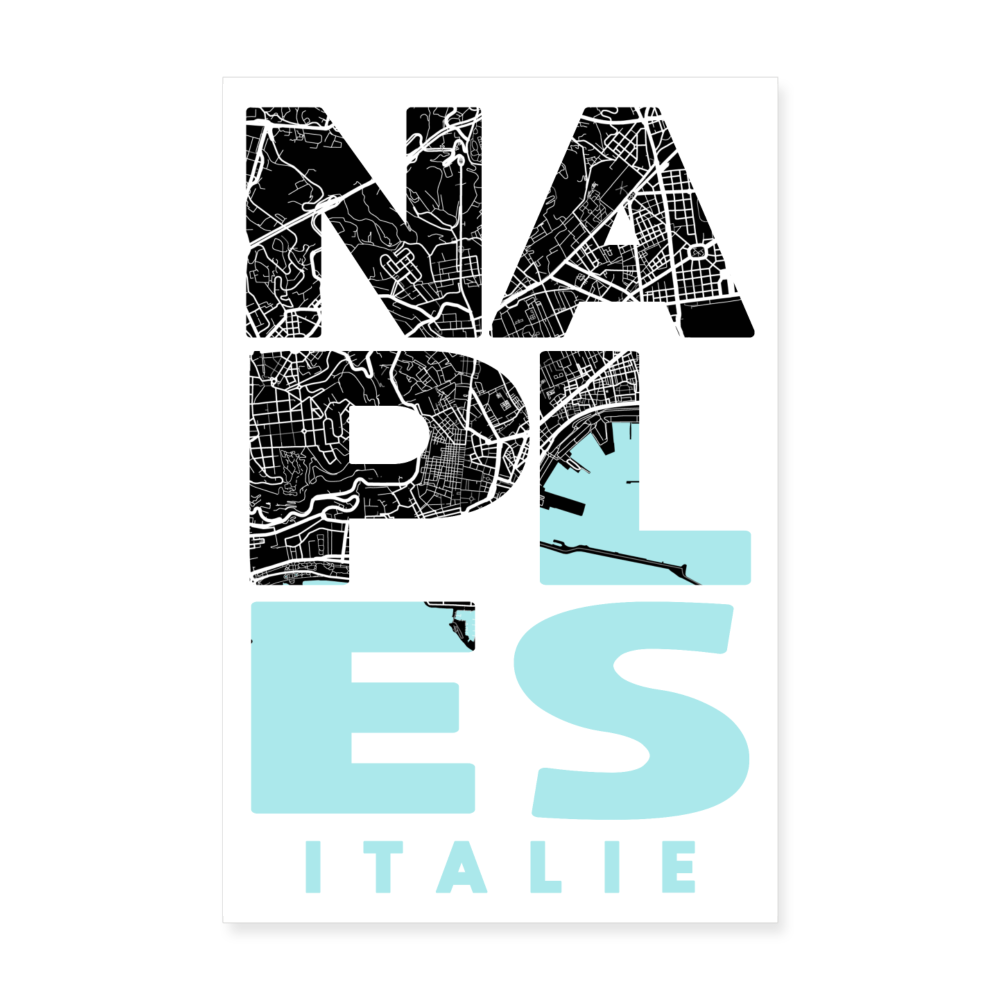 Poster Naples - Plan Naples - 20 x 30 cm - blanc