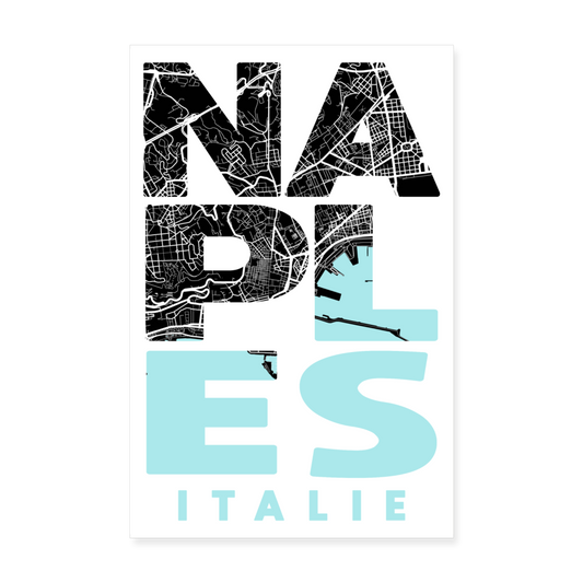 Poster Naples - Plan Naples - 20 x 30 cm - blanc