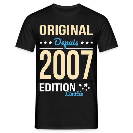 T-shirt Homme - Anniversaire 18 Ans - Original depuis 2007 - noir