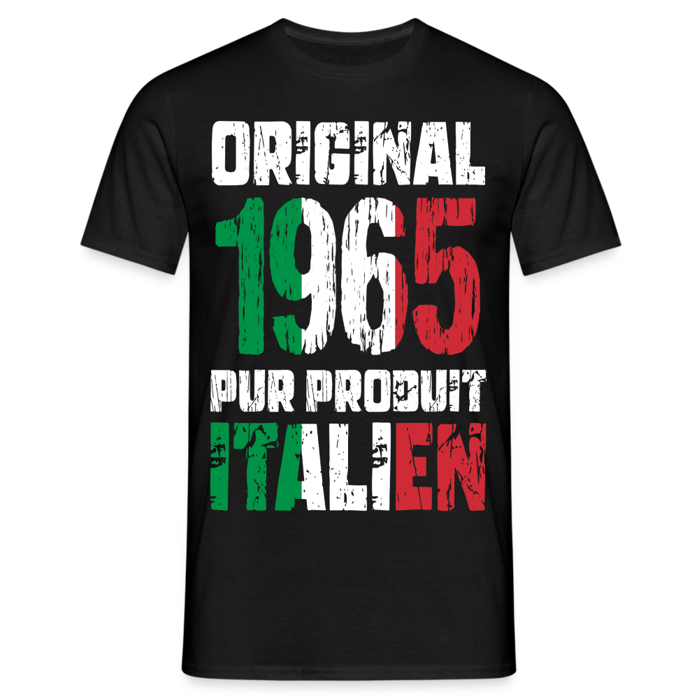 T-shirt Homme - Anniversaire 60 Ans - Original 1965 - Pur produit Italien - noir