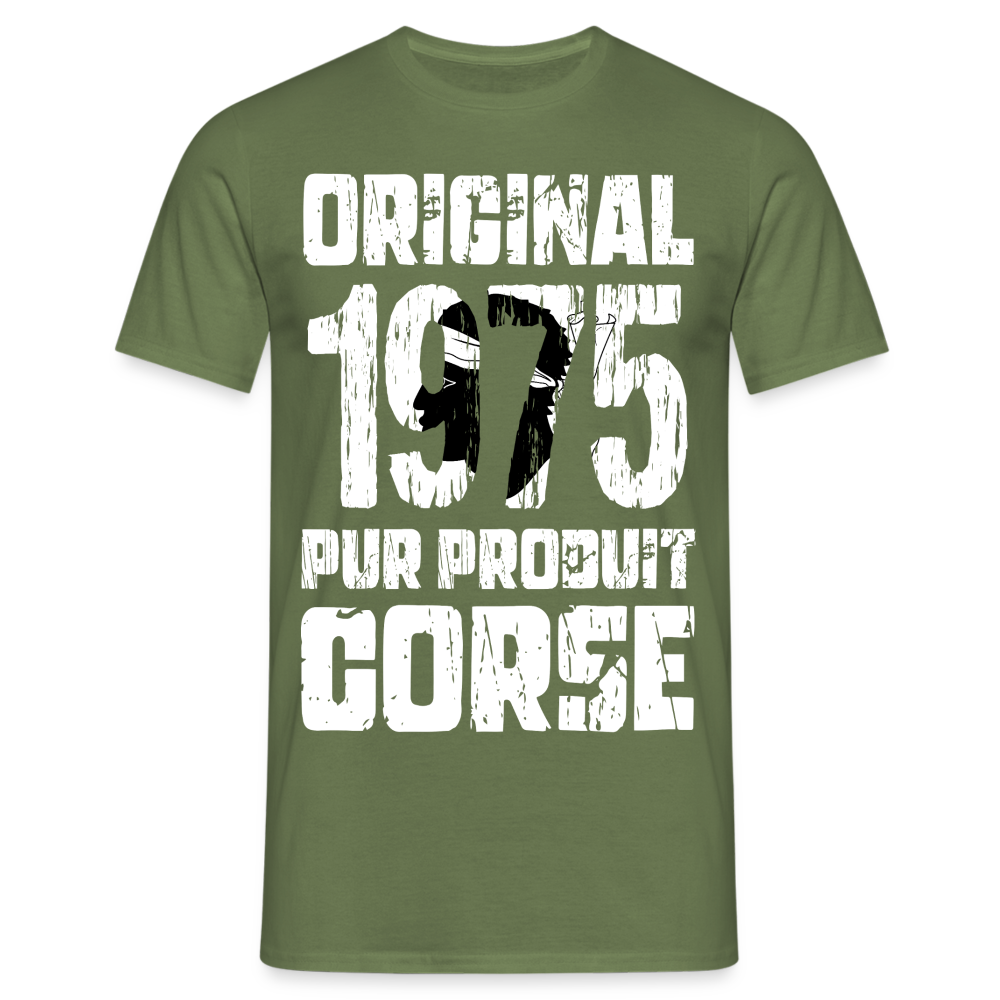 T-shirt Homme - Anniversaire 50 Ans - Original 1975 - Pur produit Corse - vert militaire