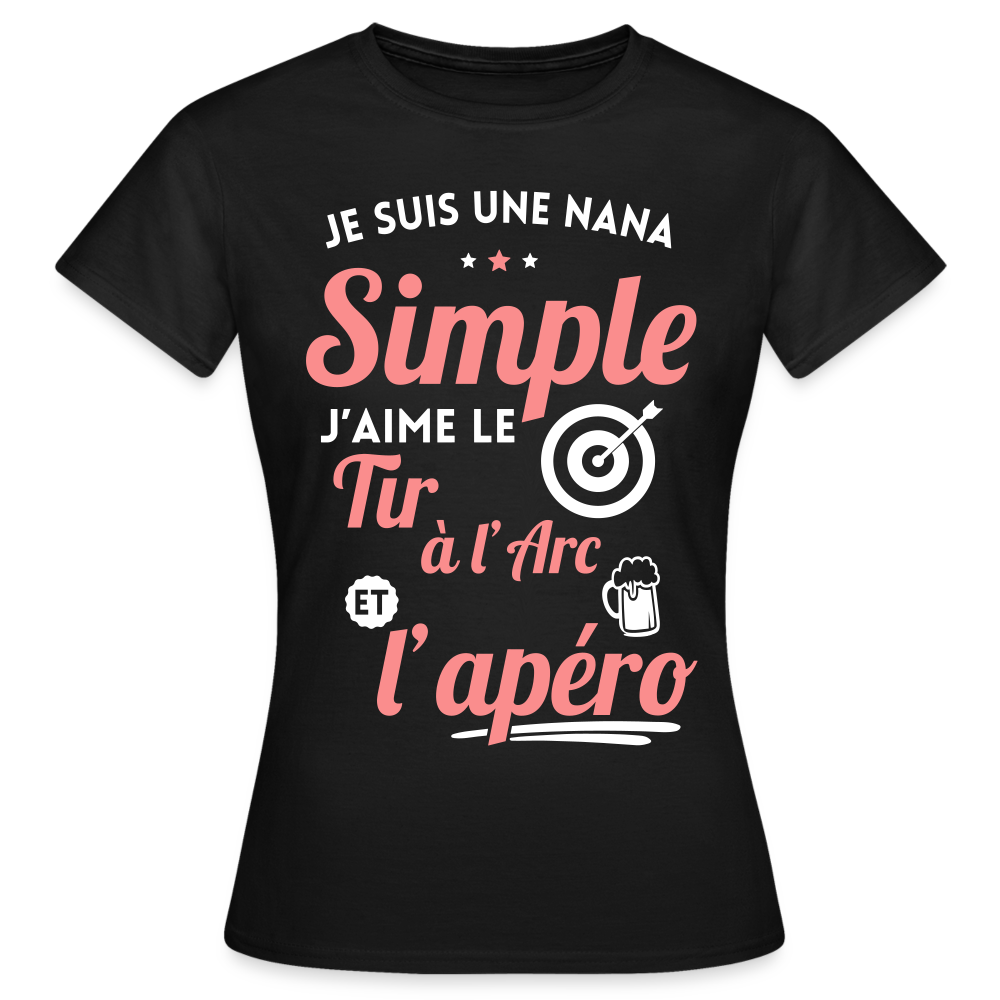 T-shirt Femme - J'aime le tir à l'arc et l'apéro - noir