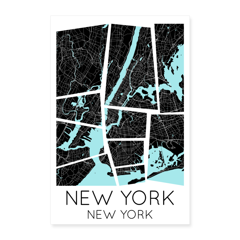 Poster New York - Plan New York - 40 x 60 cm - blanc