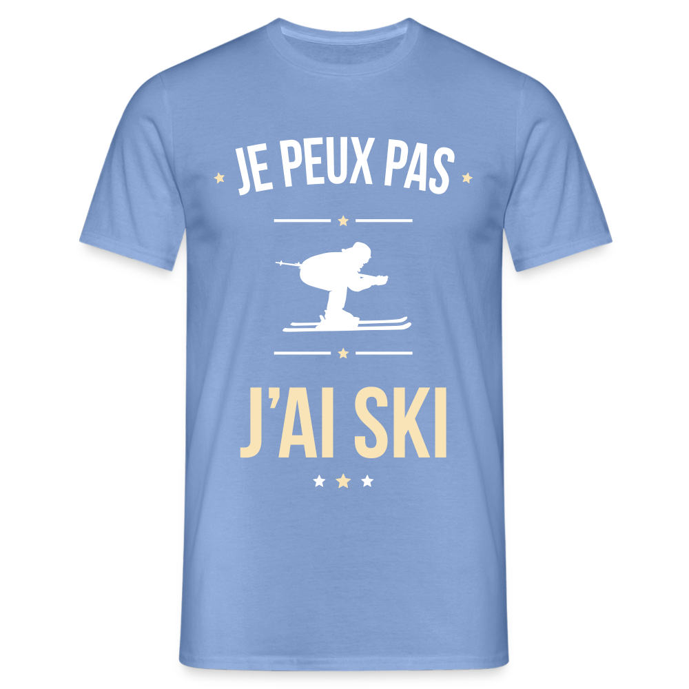 T-shirt Homme - Je peux pas j'ai Ski - carolina blue