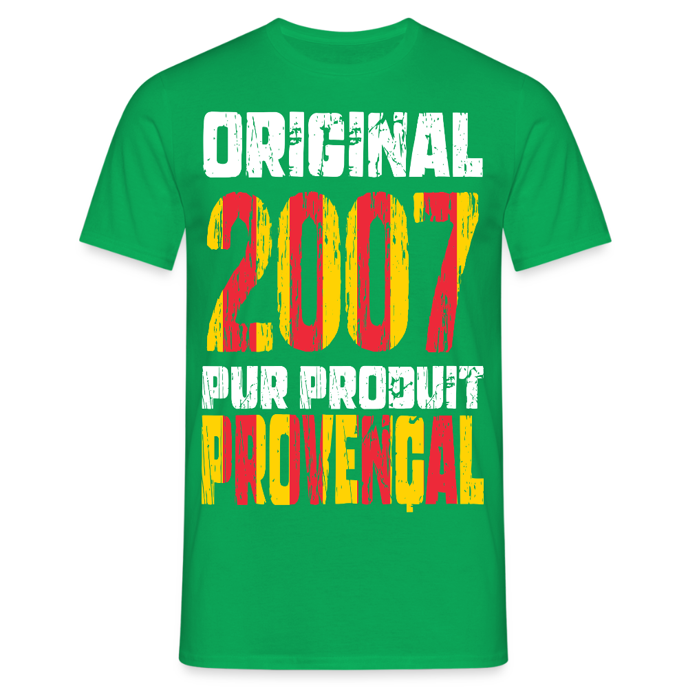 T-shirt Homme - Anniversaire 18 Ans - Original 2007 - Pur produit Provençal - vert