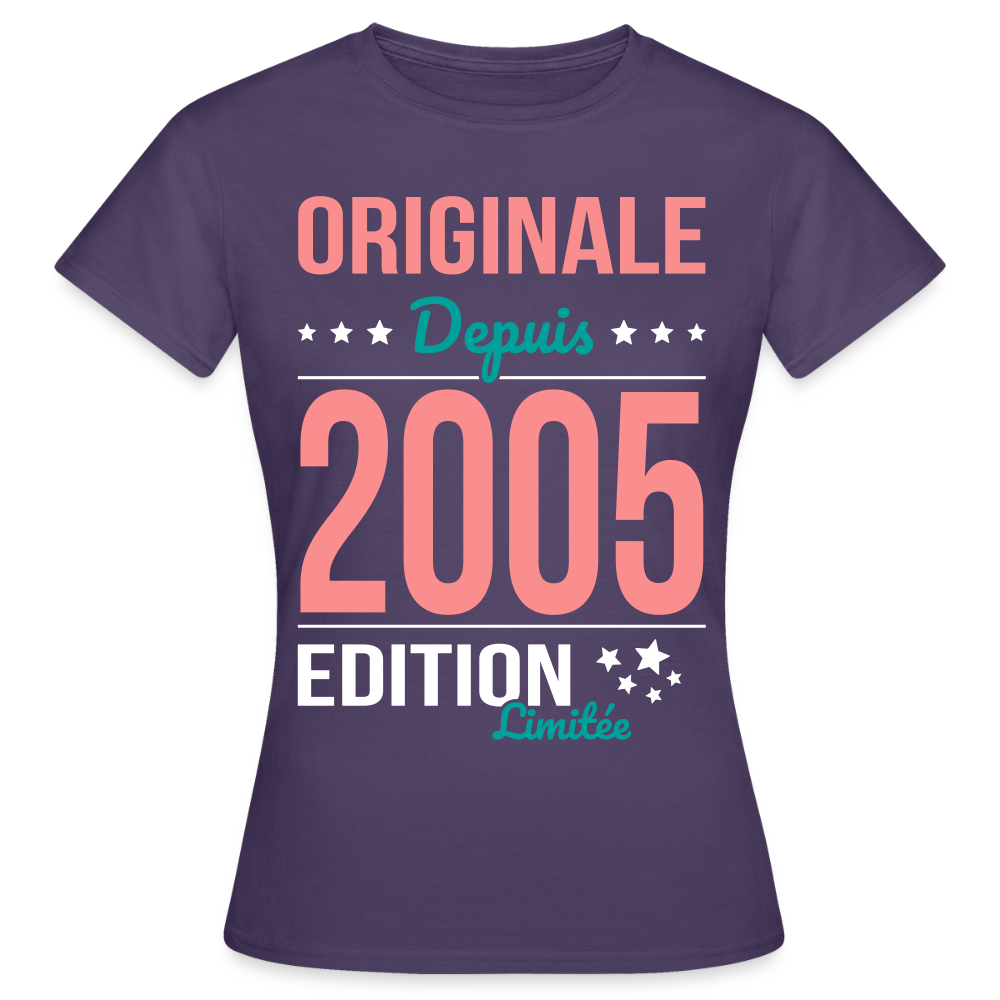 T-shirt Femme - Anniversaire 20 Ans - Originale depuis 2005 - violet foncé