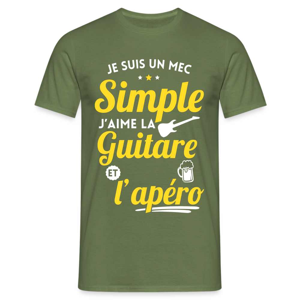 T-shirt Homme - J'aime la guitare et l'apéro - vert militaire