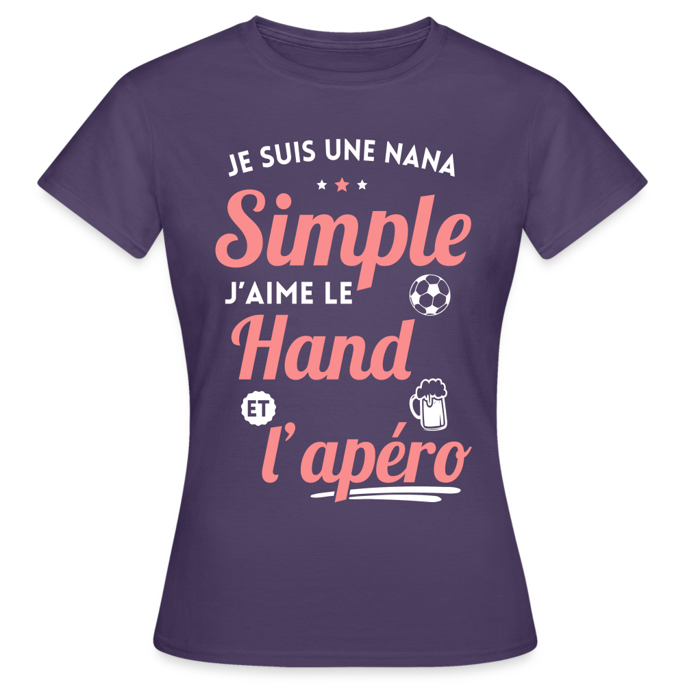 T-shirt Femme - J'aime le hand et l'apéro - violet foncé