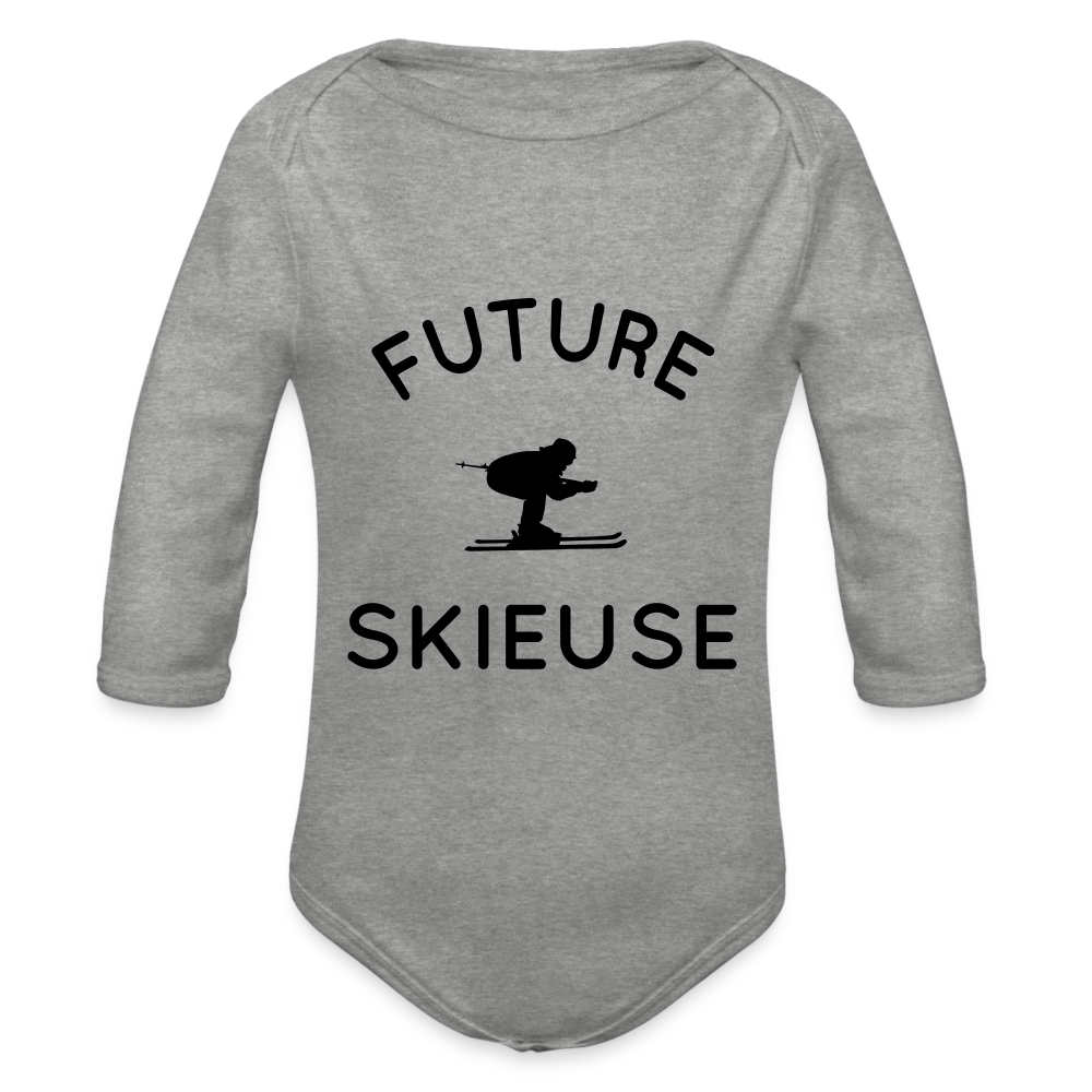 Body Bébé bio manches longues - Future skieuse - gris chiné