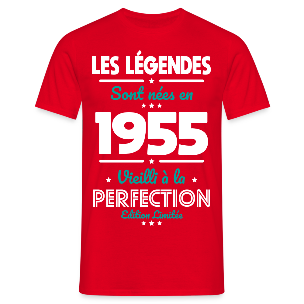 T-shirt Homme - Anniversaire 70 Ans - Les Légendes sont nées en 1955 - rouge