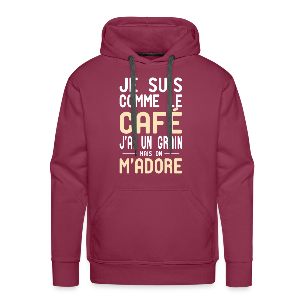 Sweat à capuche Premium Homme - J'ai un grain - bordeaux