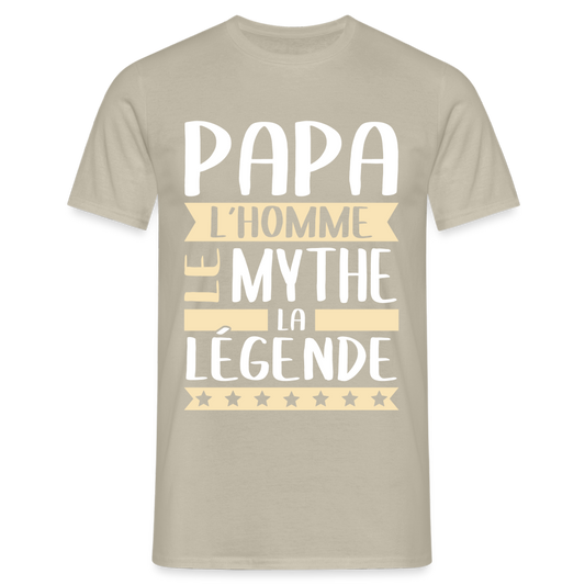 T-shirt Homme - Papa L'Homme le Mythe la Légende - beige sable