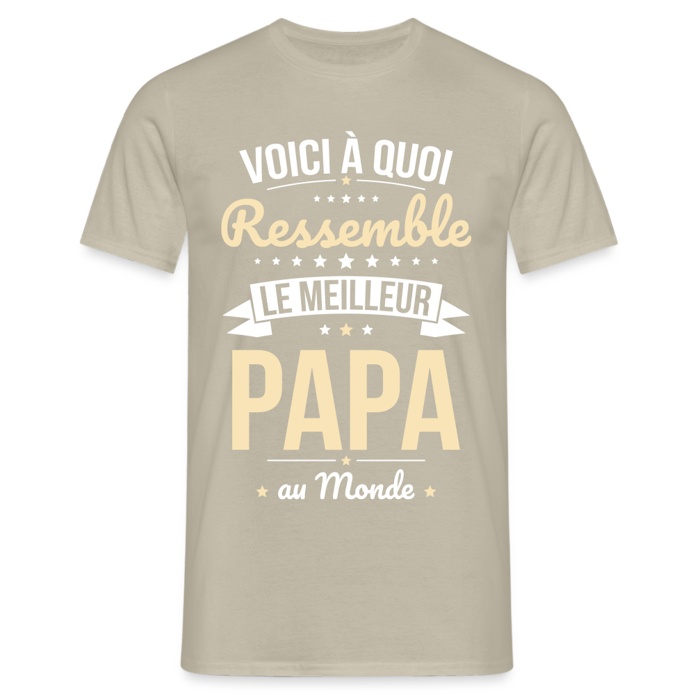 T-shirt Homme - Voici à quoi ressemble le meilleur Papa au Monde - beige sable