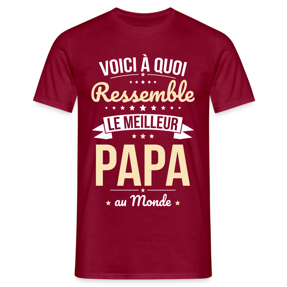 T-shirt Homme - Voici à quoi ressemble le meilleur Papa au Monde - rouge brique