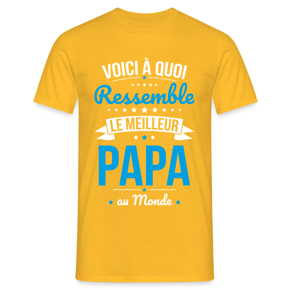 T-shirt Homme - Voici à quoi ressemble le meilleur Papa au Monde - jaune