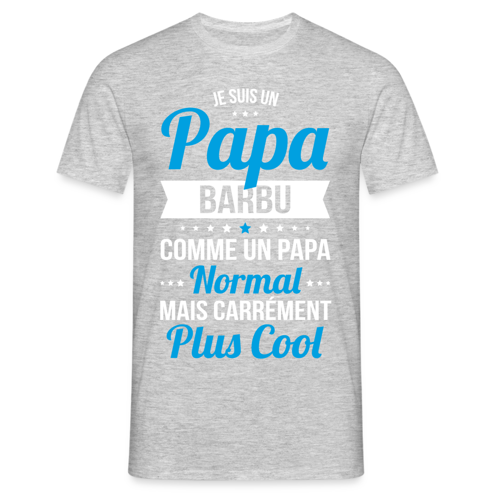 T-shirt Homme - Papa barbu plus cool - gris chiné