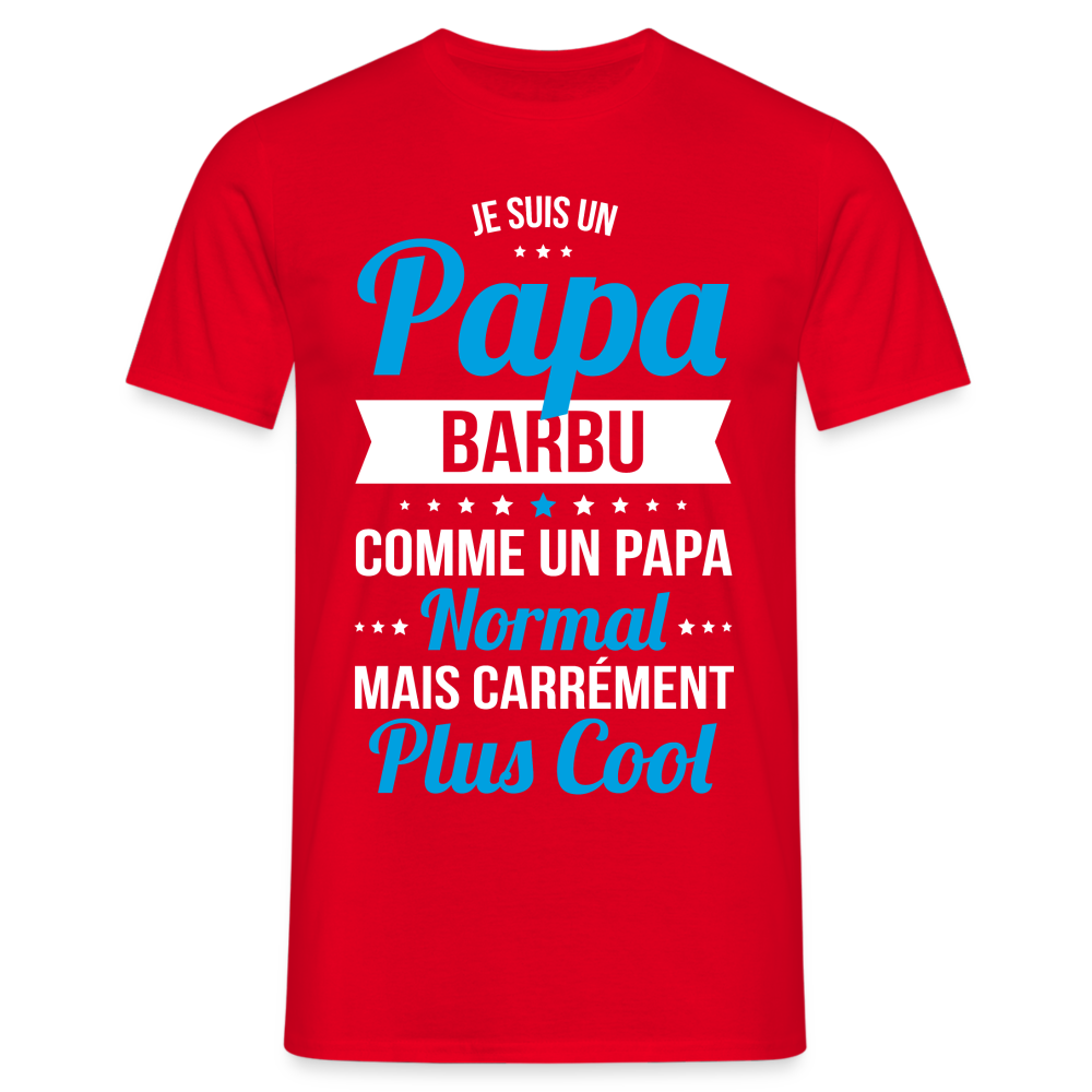 T-shirt Homme - Papa barbu plus cool - rouge