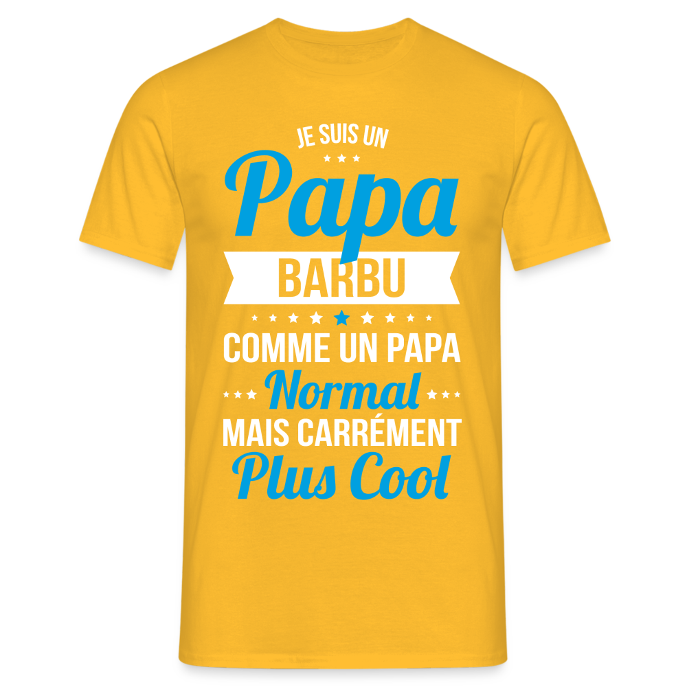 T-shirt Homme - Papa barbu plus cool - jaune