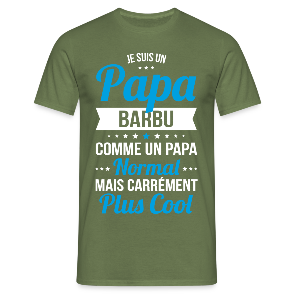 T-shirt Homme - Papa barbu plus cool - vert militaire