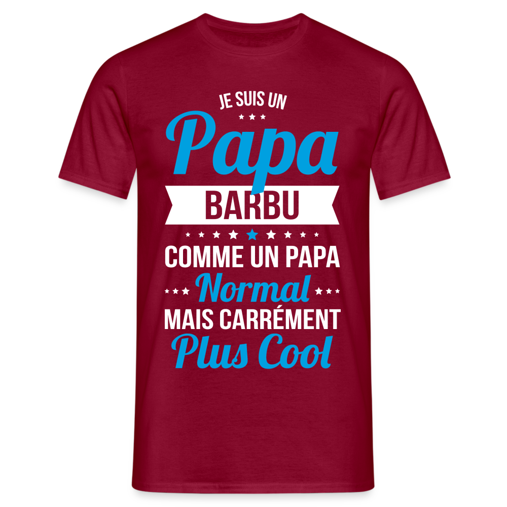 T-shirt Homme - Papa barbu plus cool - rouge brique