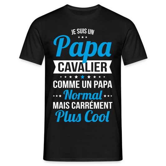 T-shirt Homme - Papa cavalier plus cool - noir