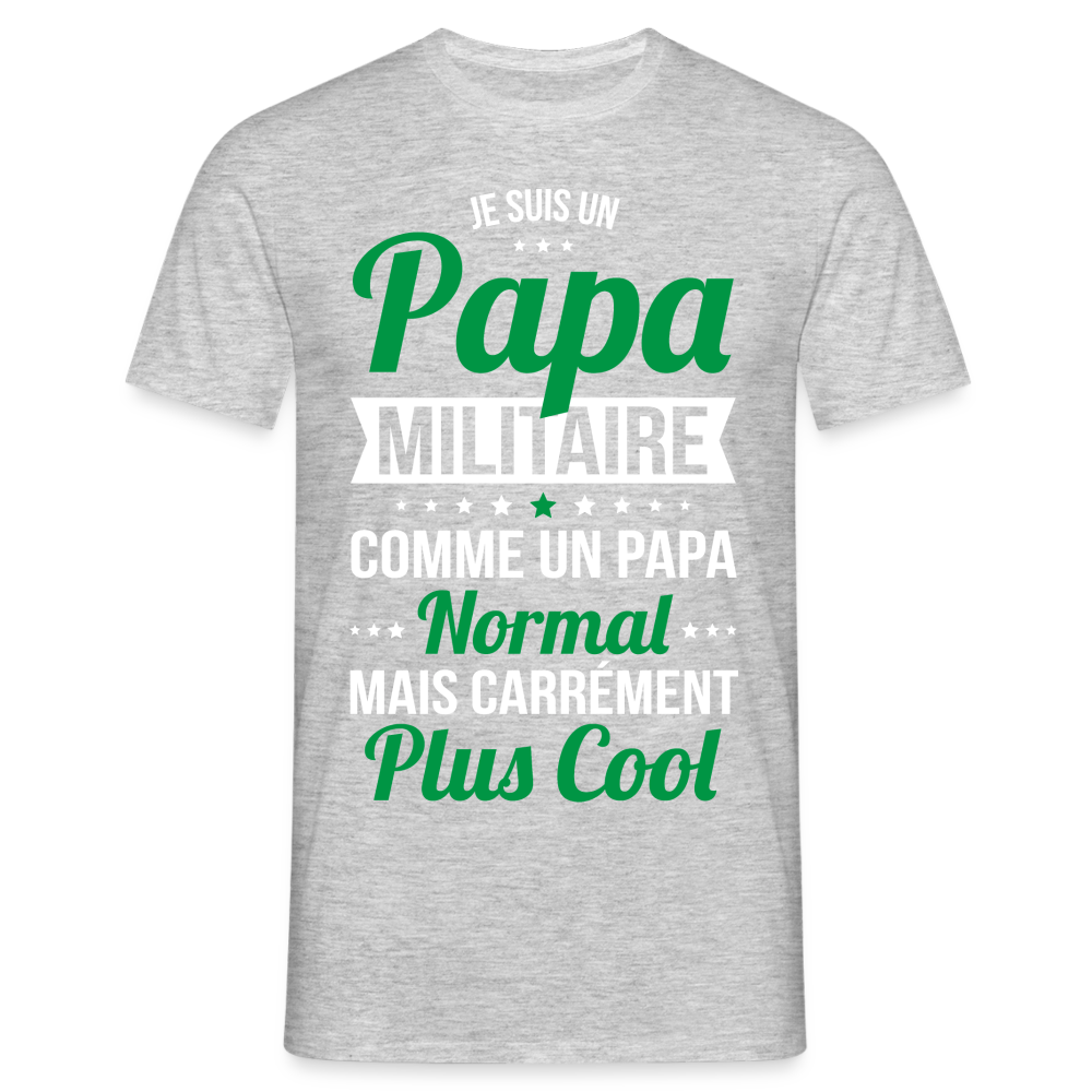 T-shirt Homme - Papa militaire plus cool - gris chiné