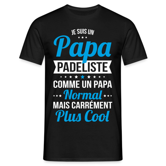 T-shirt Homme - Papa padeliste plus cool - noir