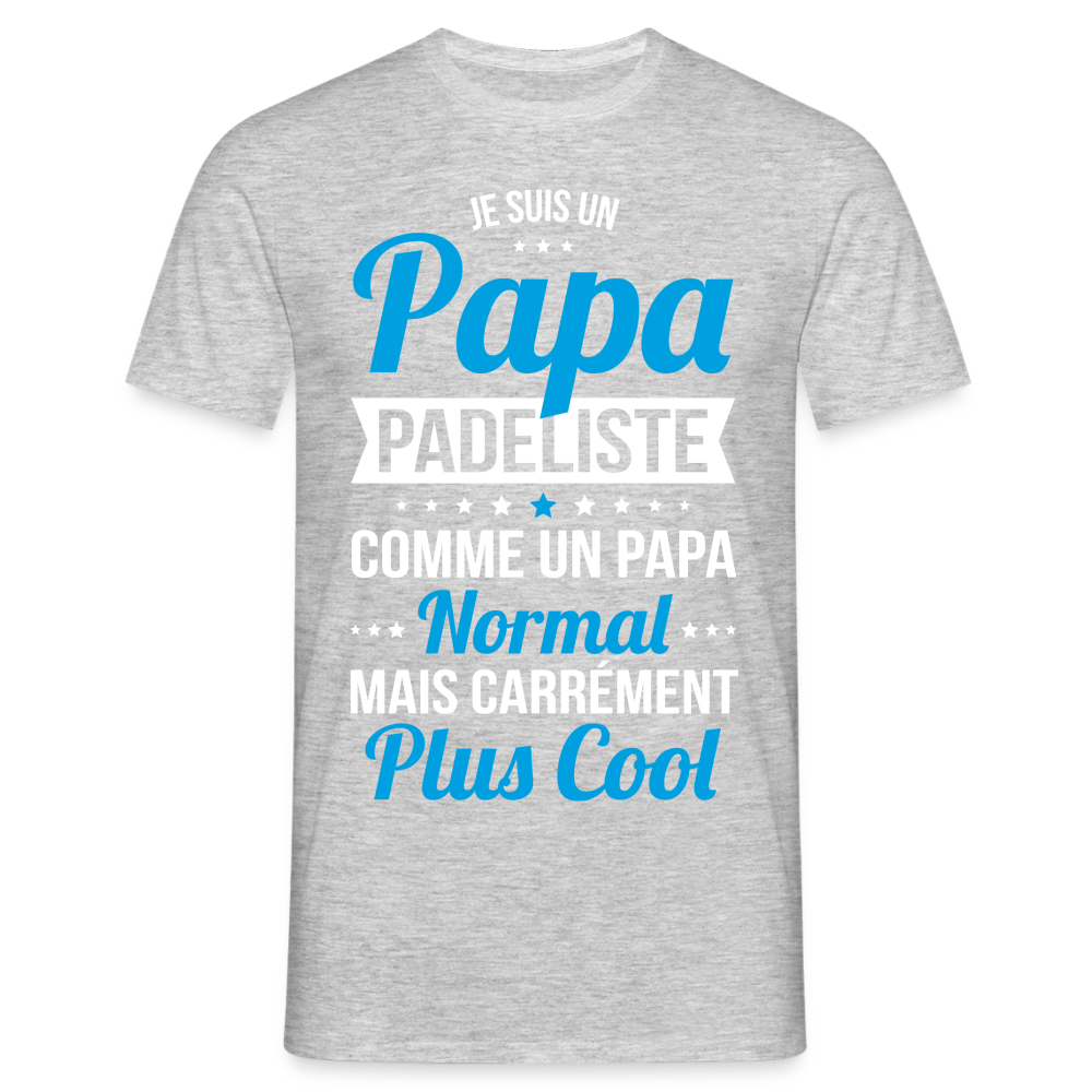 T-shirt Homme - Papa padeliste plus cool - gris chiné