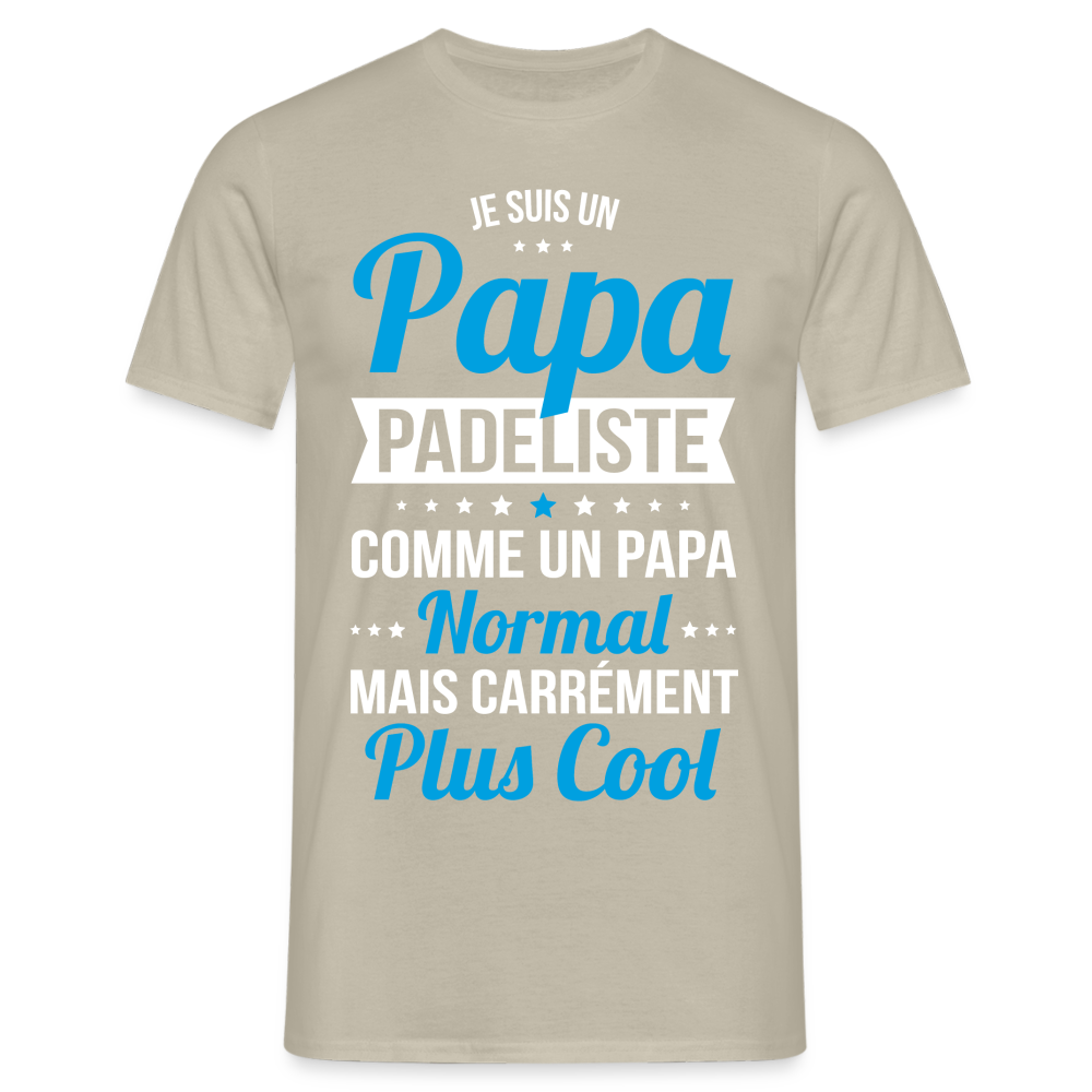 T-shirt Homme - Papa padeliste plus cool - beige sable