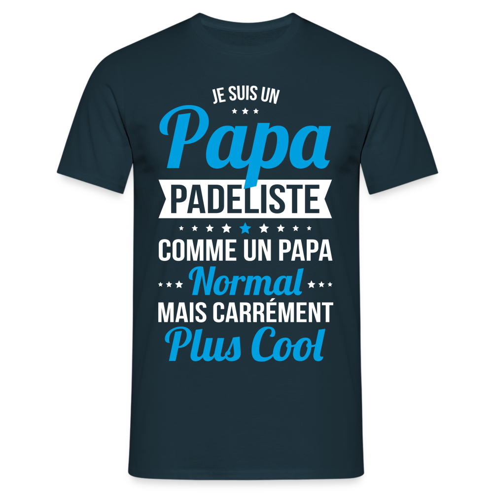 T-shirt Homme - Papa padeliste plus cool - marine