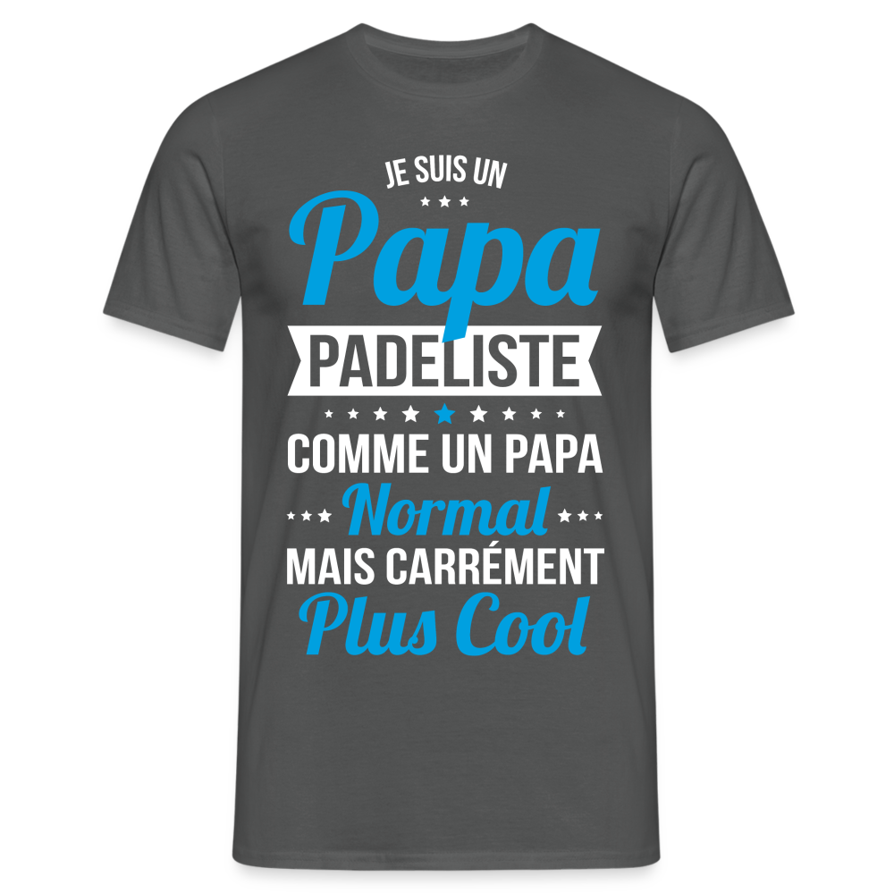 T-shirt Homme - Papa padeliste plus cool - charbon