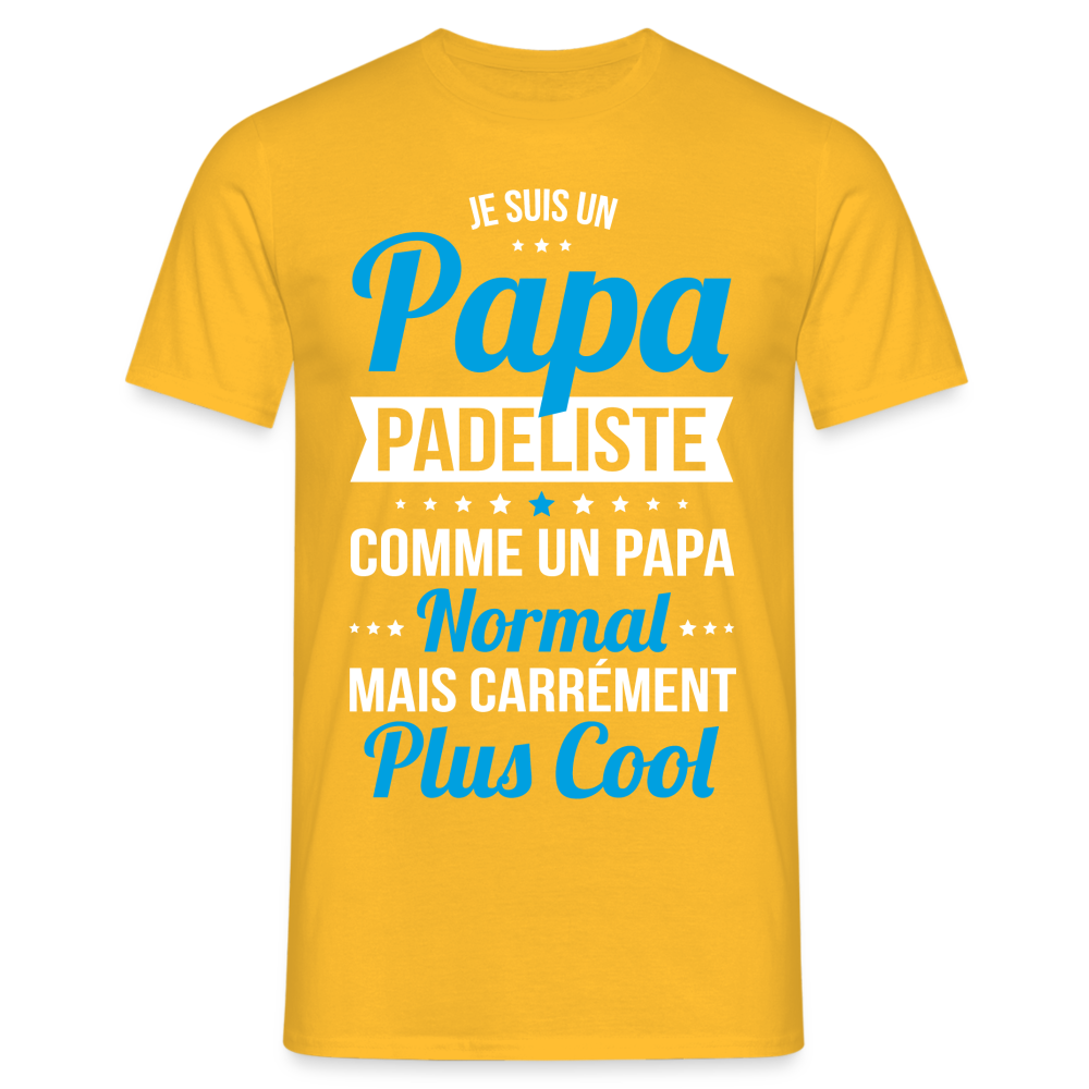 T-shirt Homme - Papa padeliste plus cool - jaune