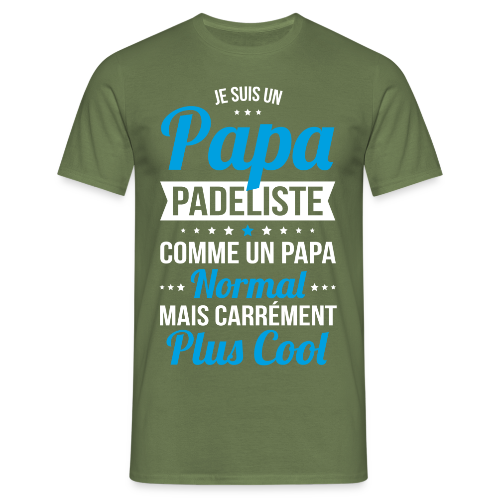 T-shirt Homme - Papa padeliste plus cool - vert militaire