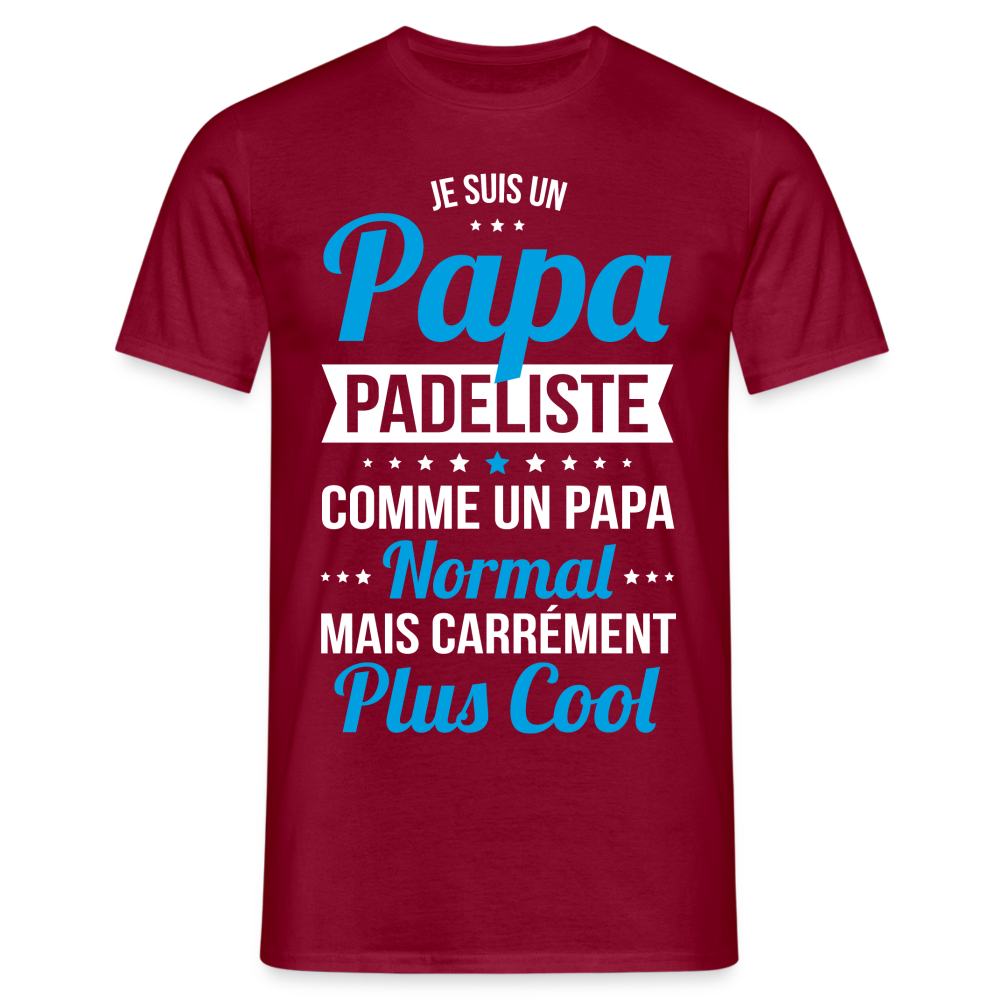 T-shirt Homme - Papa padeliste plus cool - rouge brique