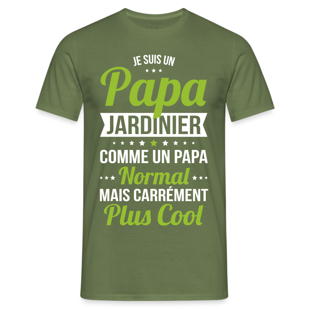 T-shirt Homme - Papa jardinier plus cool - vert militaire