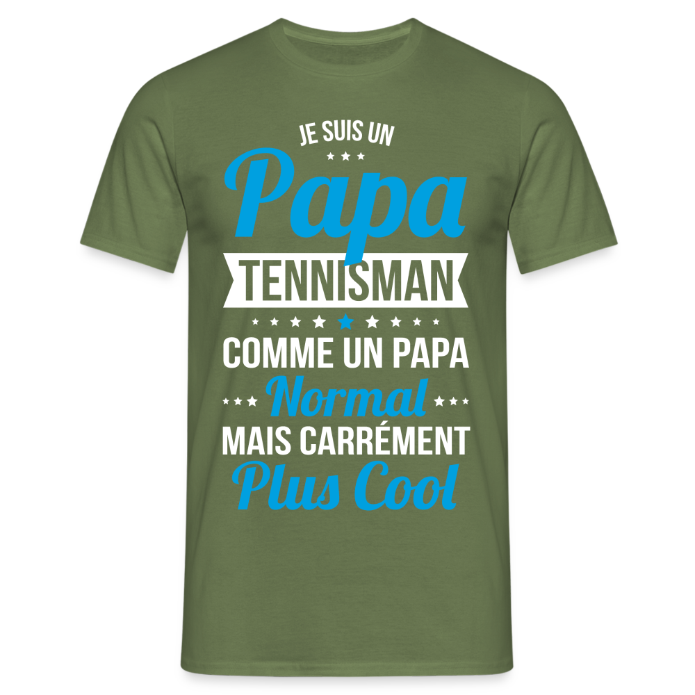 T-shirt Homme - Papa tennisman plus cool - vert militaire