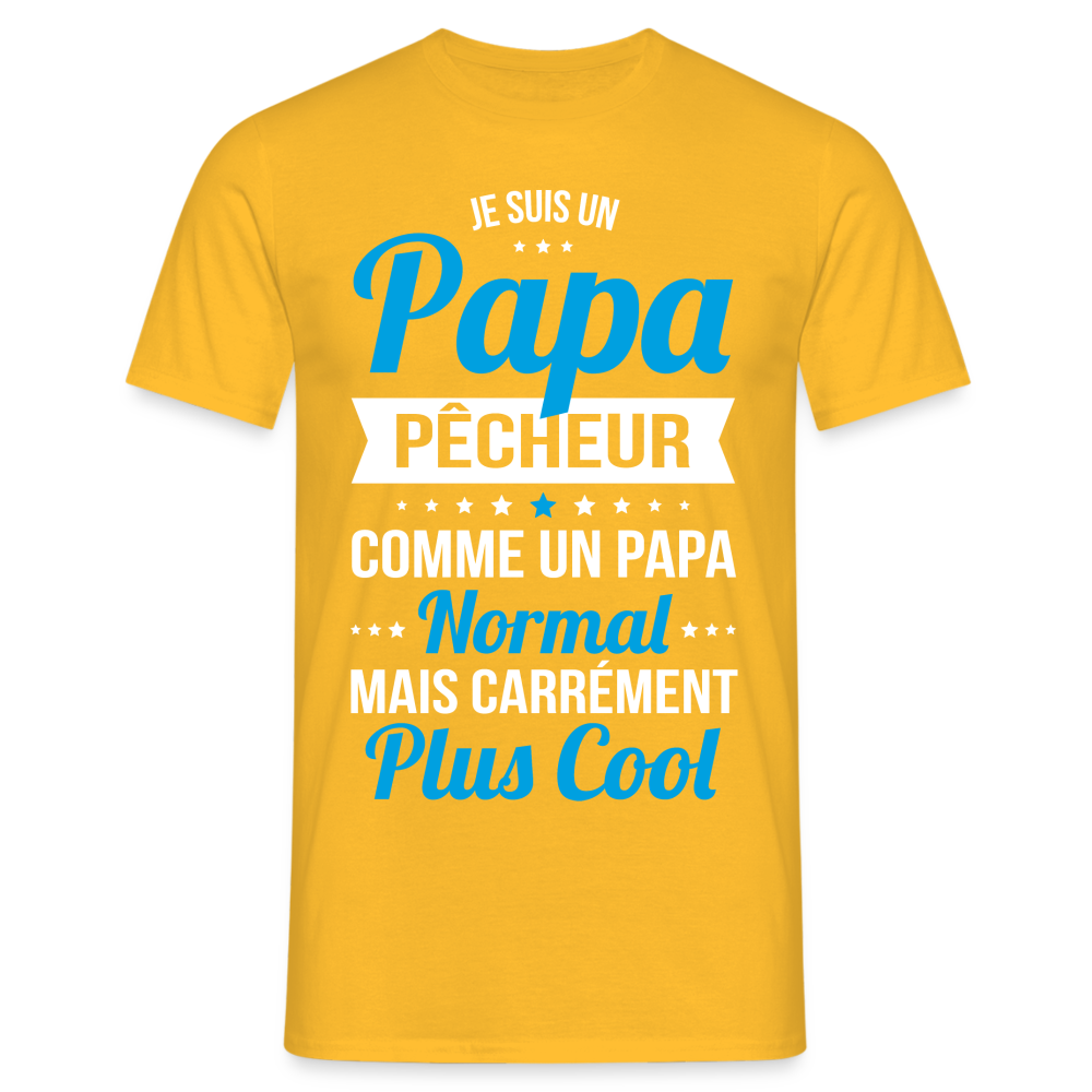 T-shirt Homme - Papa pêcheur plus cool - jaune