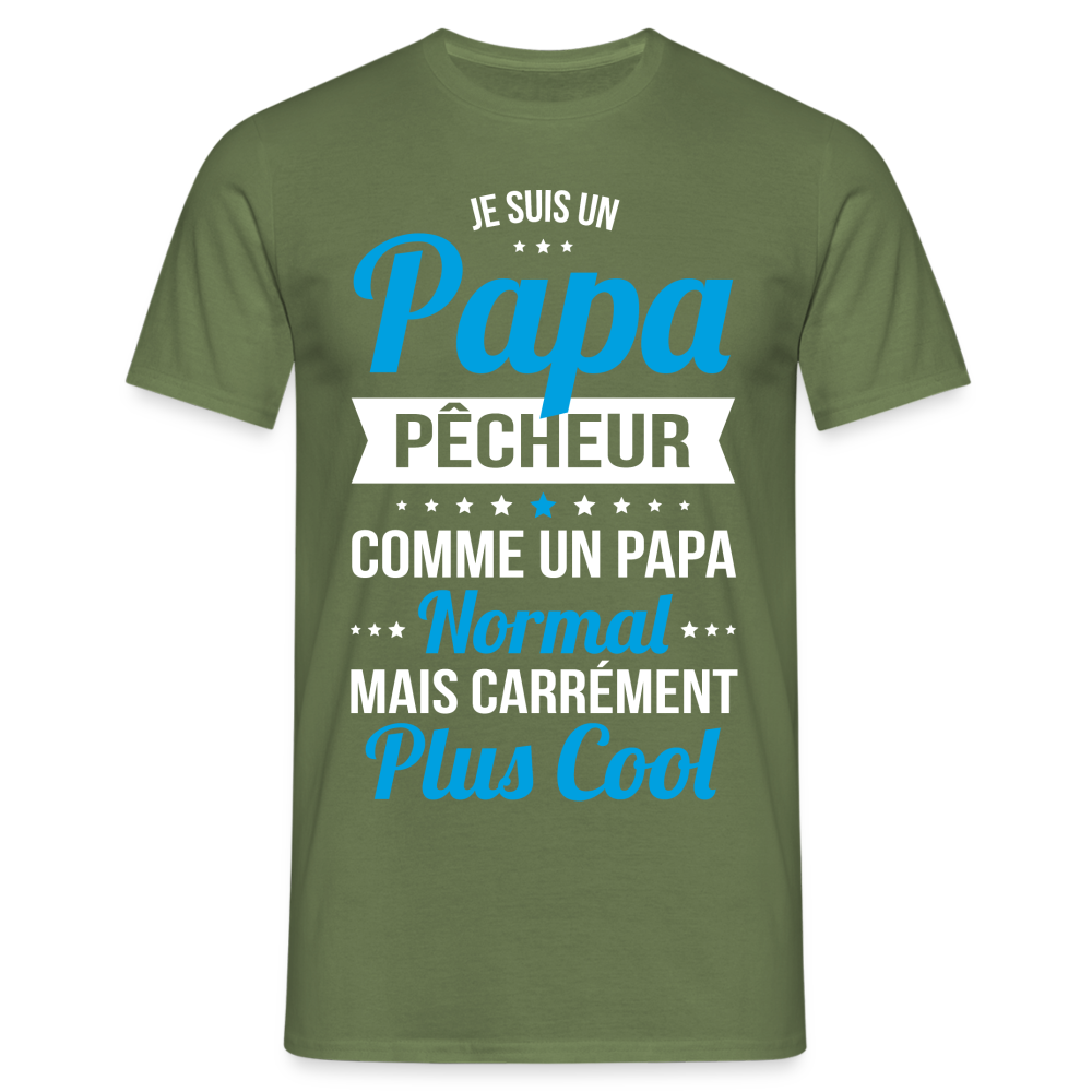 T-shirt Homme - Papa pêcheur plus cool - vert militaire