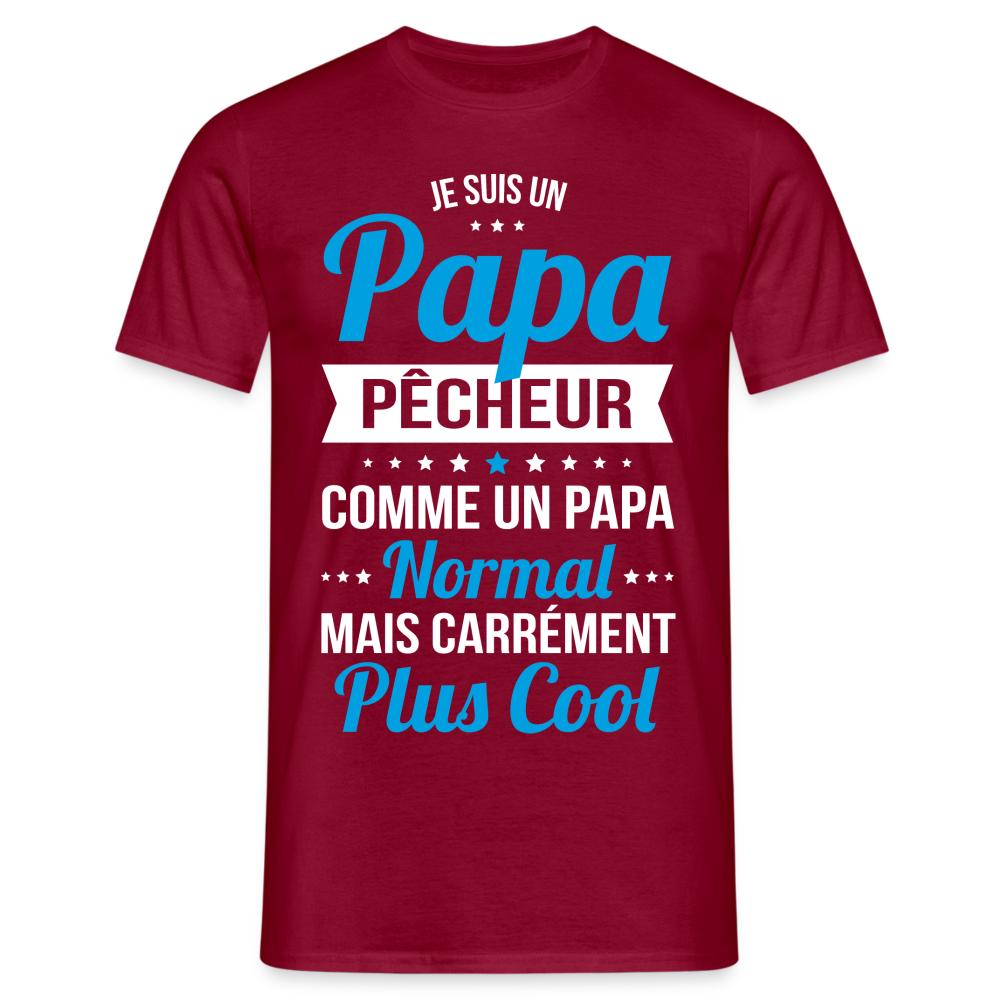 T-shirt Homme - Papa pêcheur plus cool - rouge brique