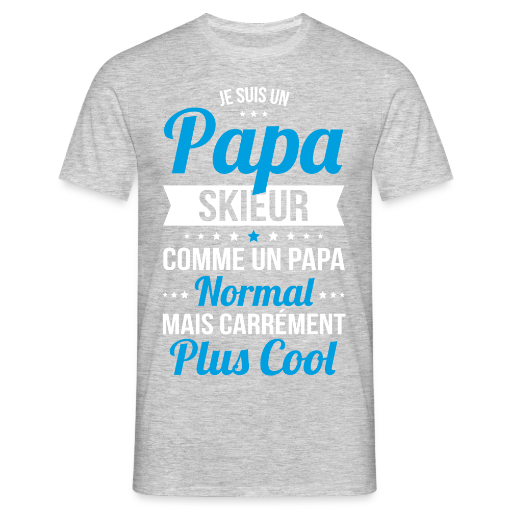 T-shirt Homme - Papa skieur plus cool - gris chiné