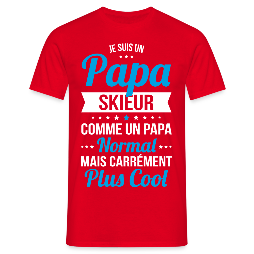 T-shirt Homme - Papa skieur plus cool - rouge