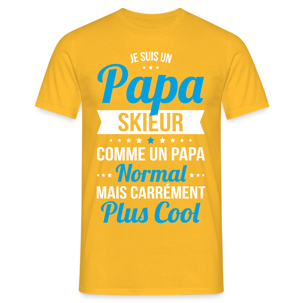 T-shirt Homme - Papa skieur plus cool - jaune