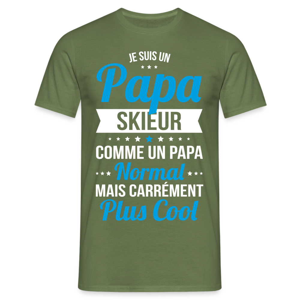 T-shirt Homme - Papa skieur plus cool - vert militaire