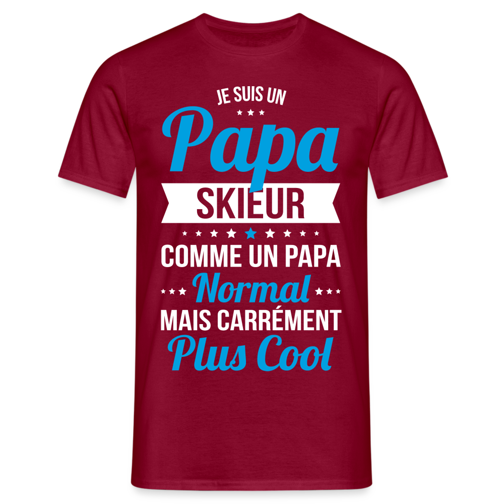 T-shirt Homme - Papa skieur plus cool - rouge brique