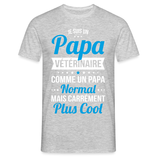 T-shirt Homme - Papa vétérinaire plus cool - gris chiné