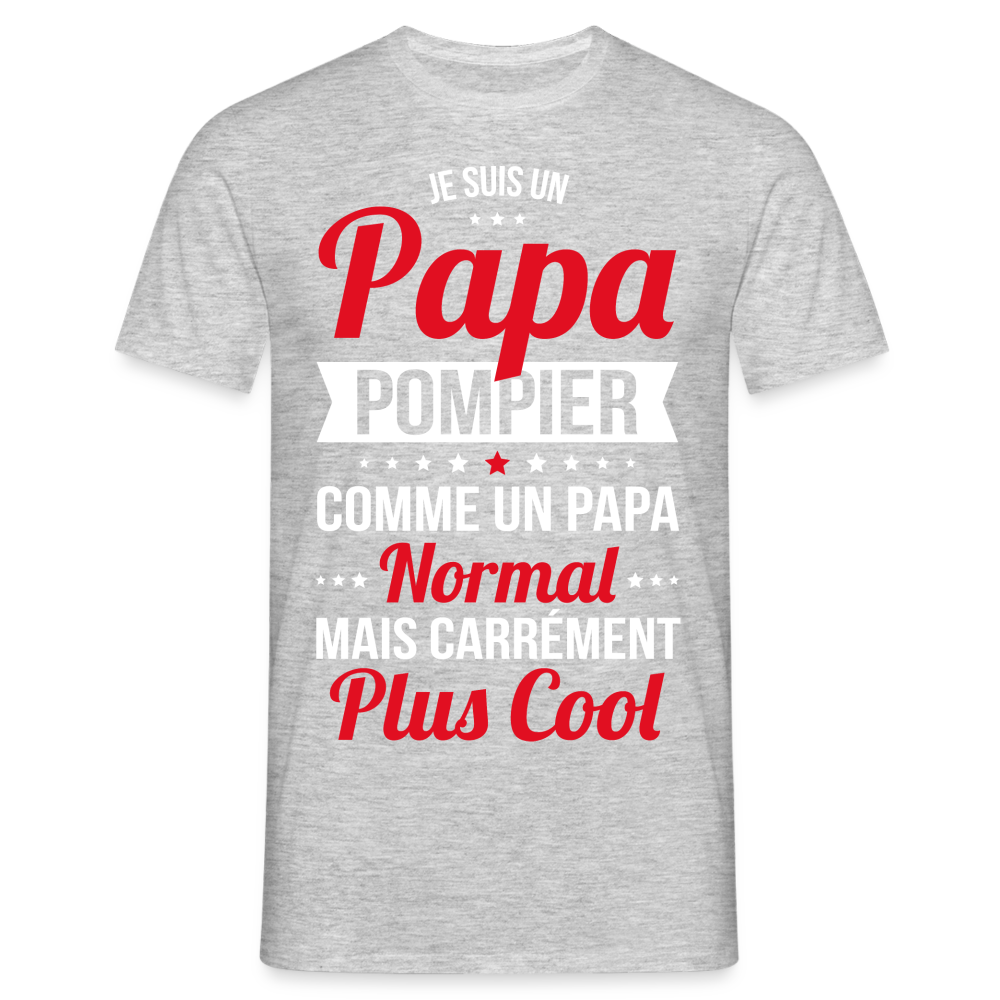 T-shirt Homme - Papa pompier plus cool - gris chiné