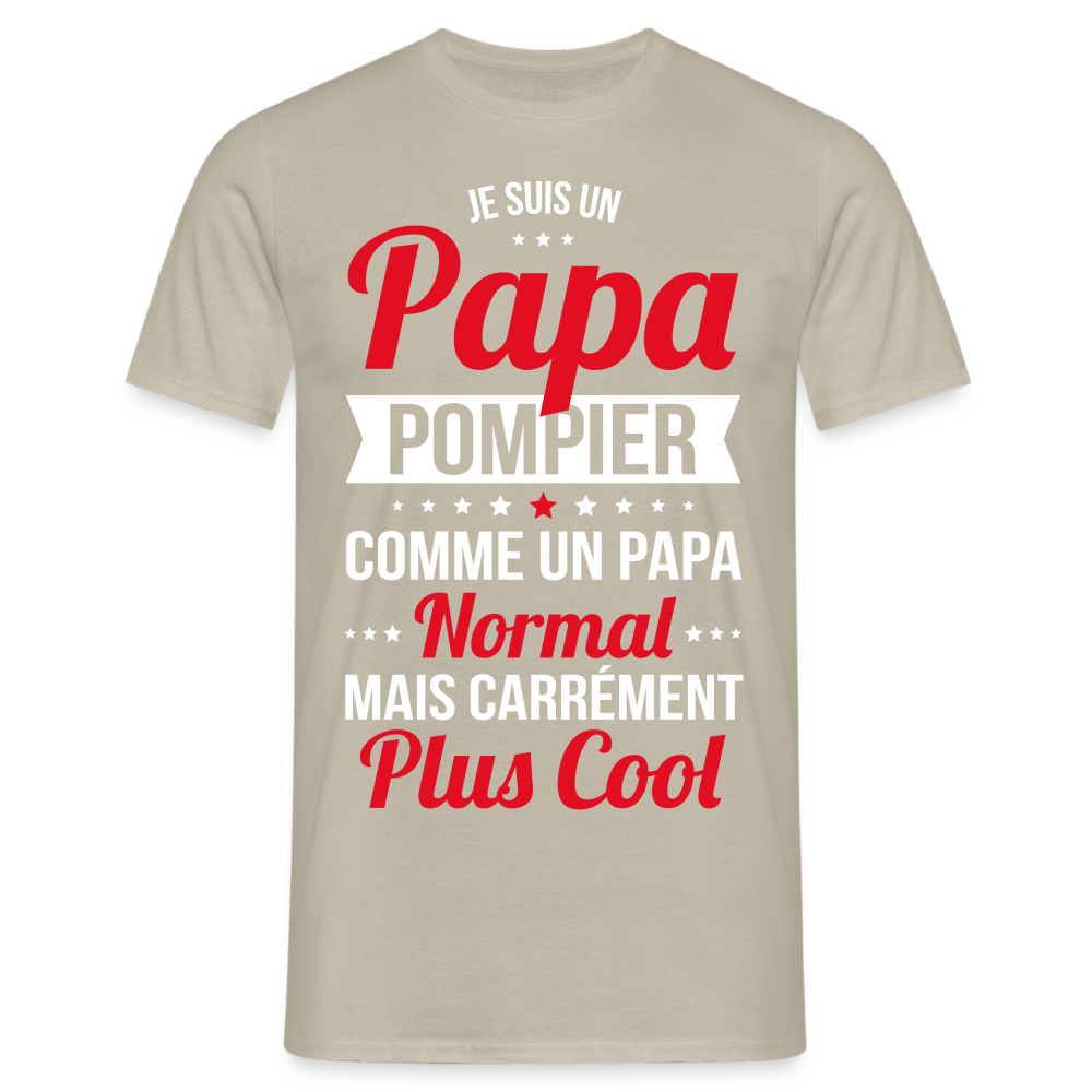 T-shirt Homme - Papa pompier plus cool - beige sable