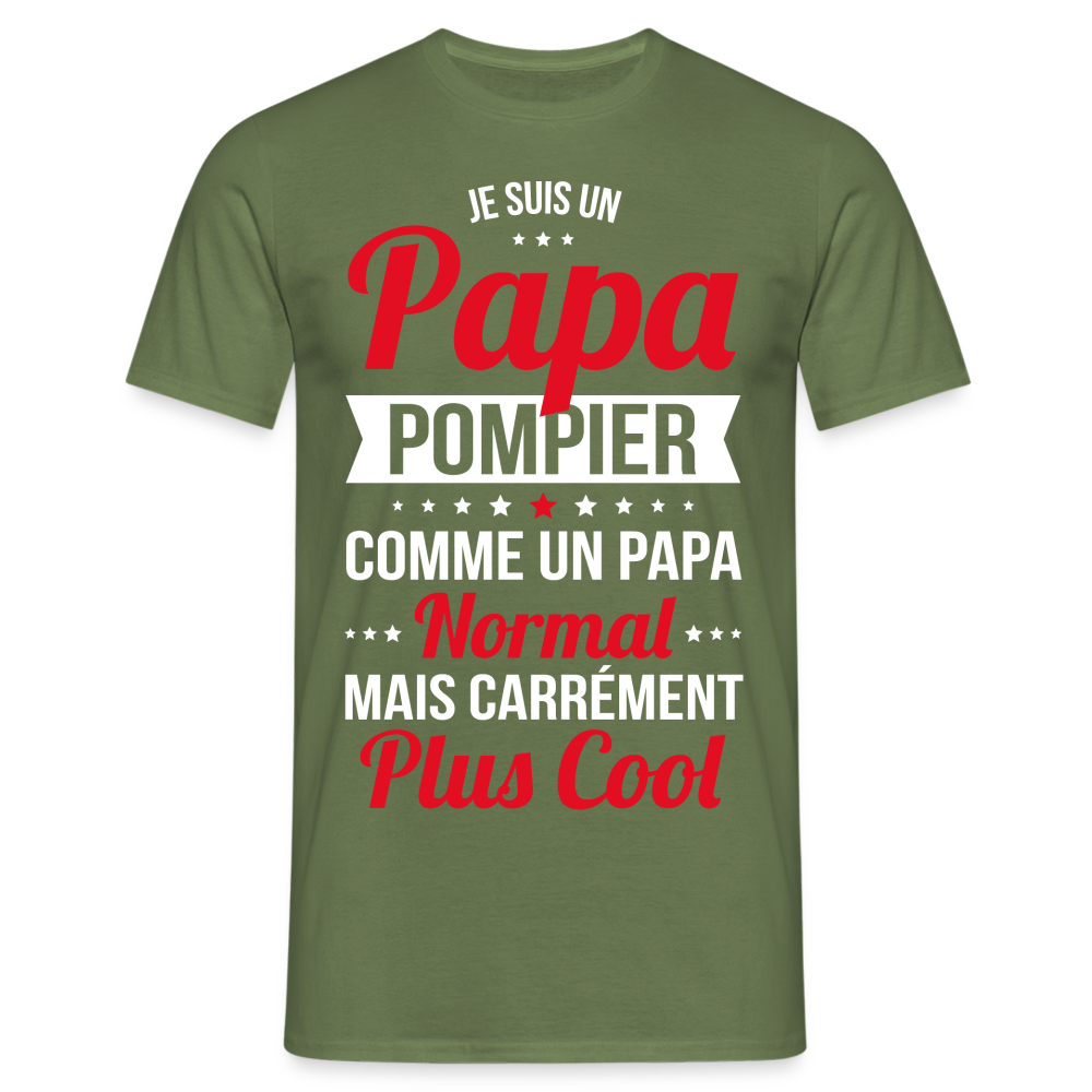 T-shirt Homme - Papa pompier plus cool - vert militaire