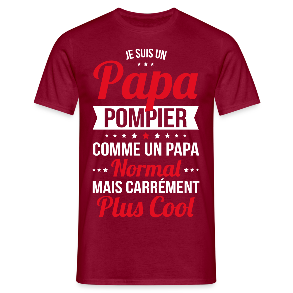 T-shirt Homme - Papa pompier plus cool - rouge brique