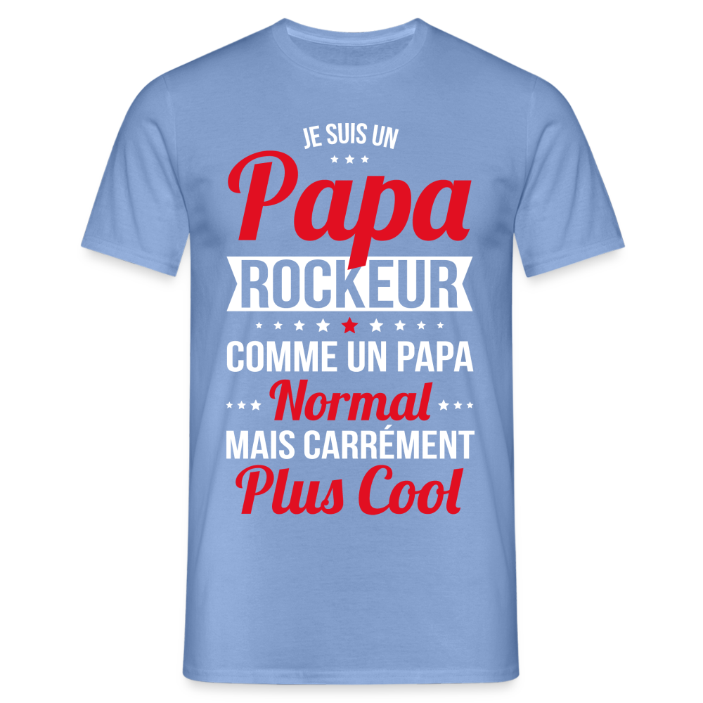 T-shirt Homme - Papa rockeur plus cool - carolina blue